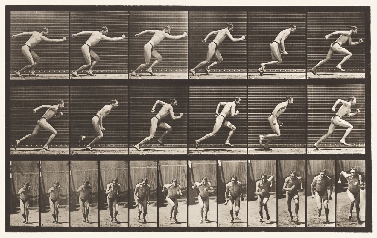 Kilpi 59. Aloitus juoksulle (kengät) tekijältä Eadweard Muybridge