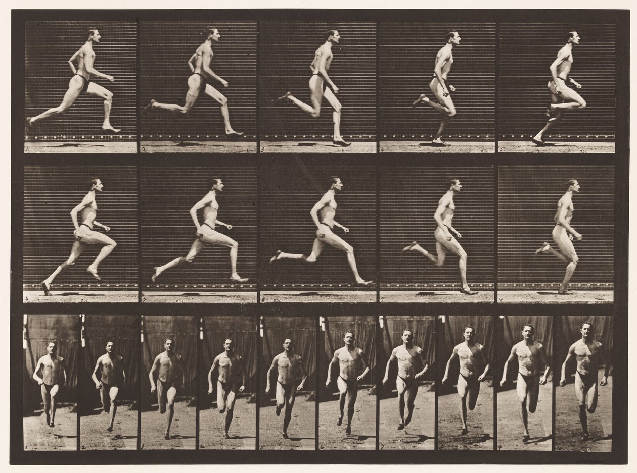 Kilpi 60. Juokseminen puolen mailin askeleella (kengät) tekijältä Eadweard Muybridge