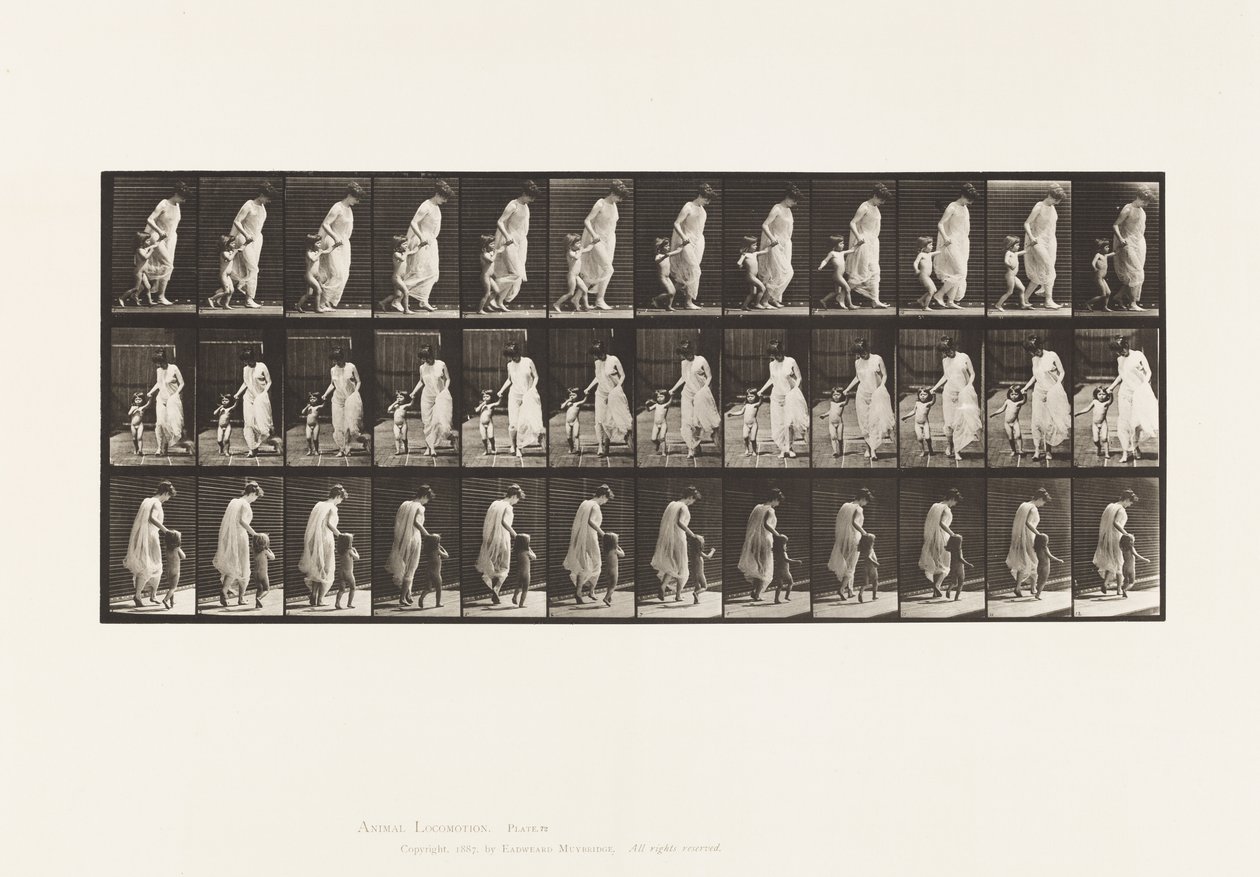 Kilpi 72. Juokse, johtava lapsi (70) kädessä tekijältä Eadweard Muybridge