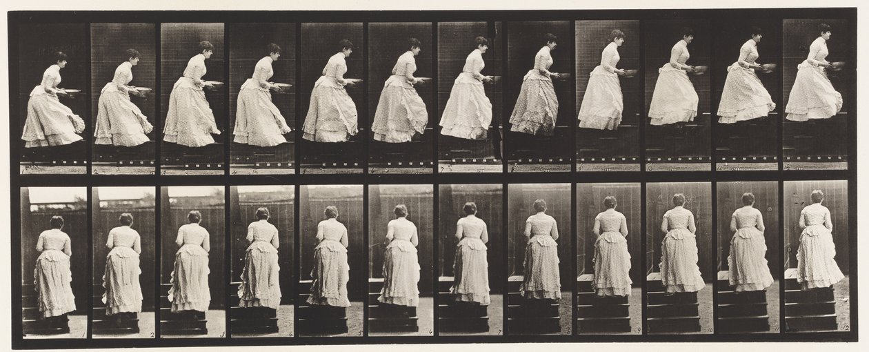Levy 95. Nousevat portaat, allas käsissä, 1885 tekijältä Eadweard Muybridge