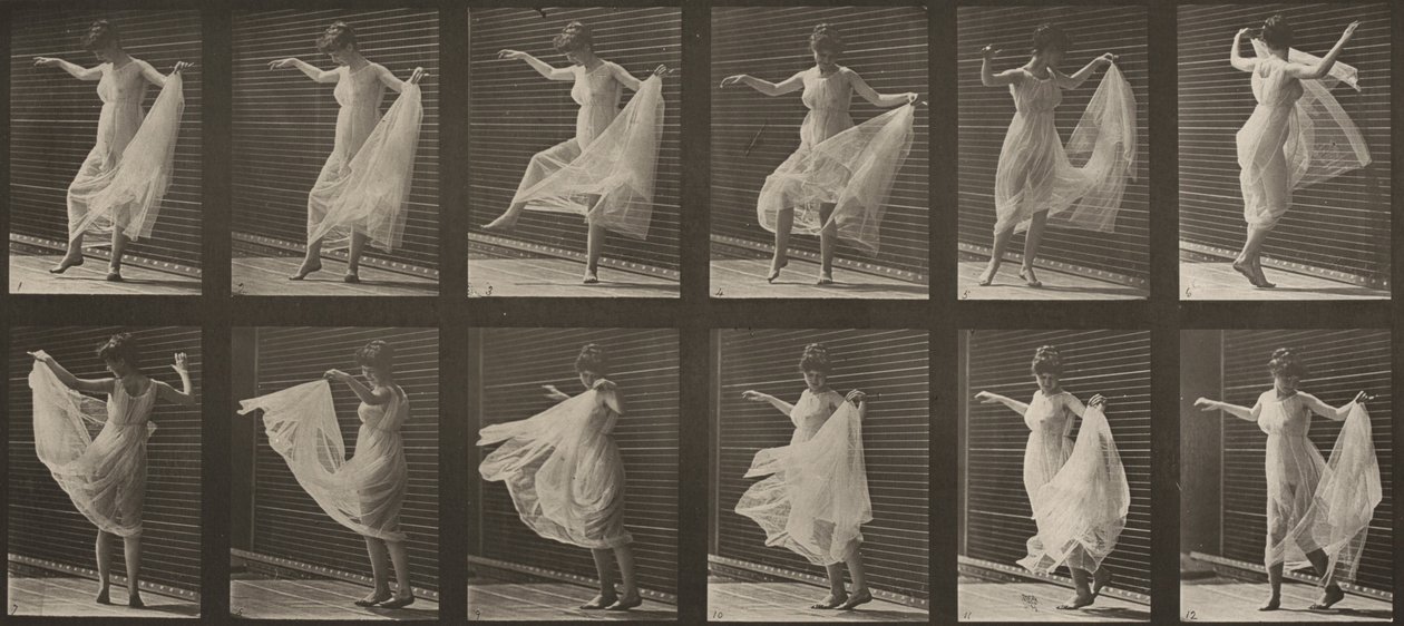 Kuvalevy numero 189. Tanssi (fantasiatanssi) tekijältä Eadweard Muybridge