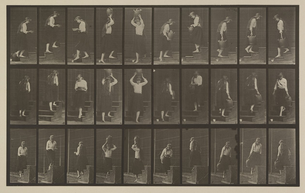 Kilpi numero 504. Nousevat ja laskevat portaat tekijältä Eadweard Muybridge
