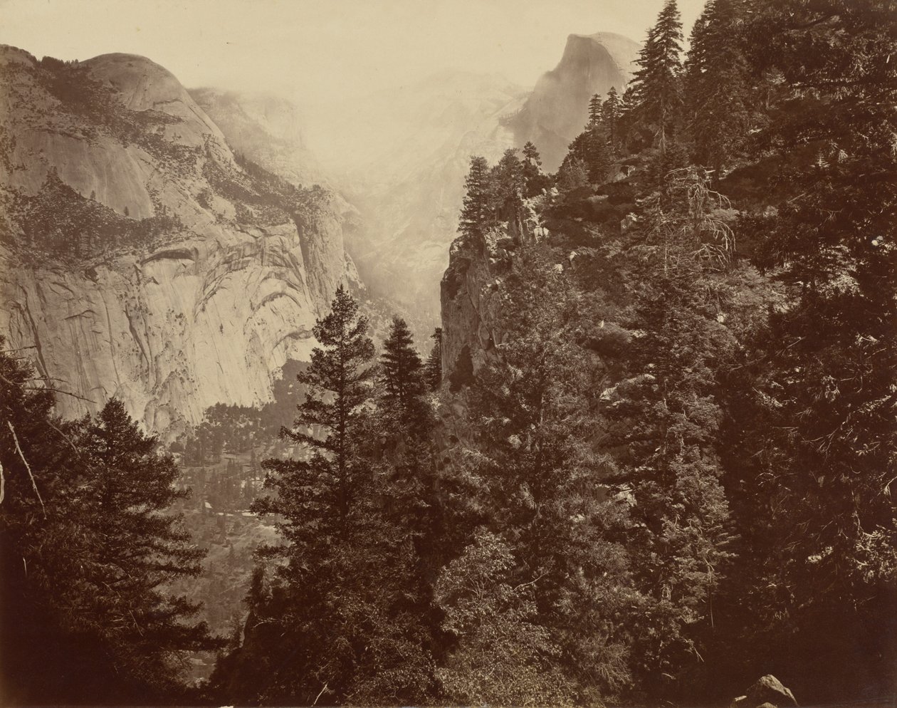 Tenaya-kanjoni Union Pointista, Yosemiten laakso,1872 (kuva) tekijältä Eadweard Muybridge