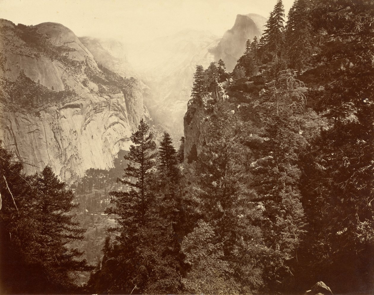 Tenaya Canyon Union Pointista, Yosemiten laaksosta tekijältä Eadweard Muybridge