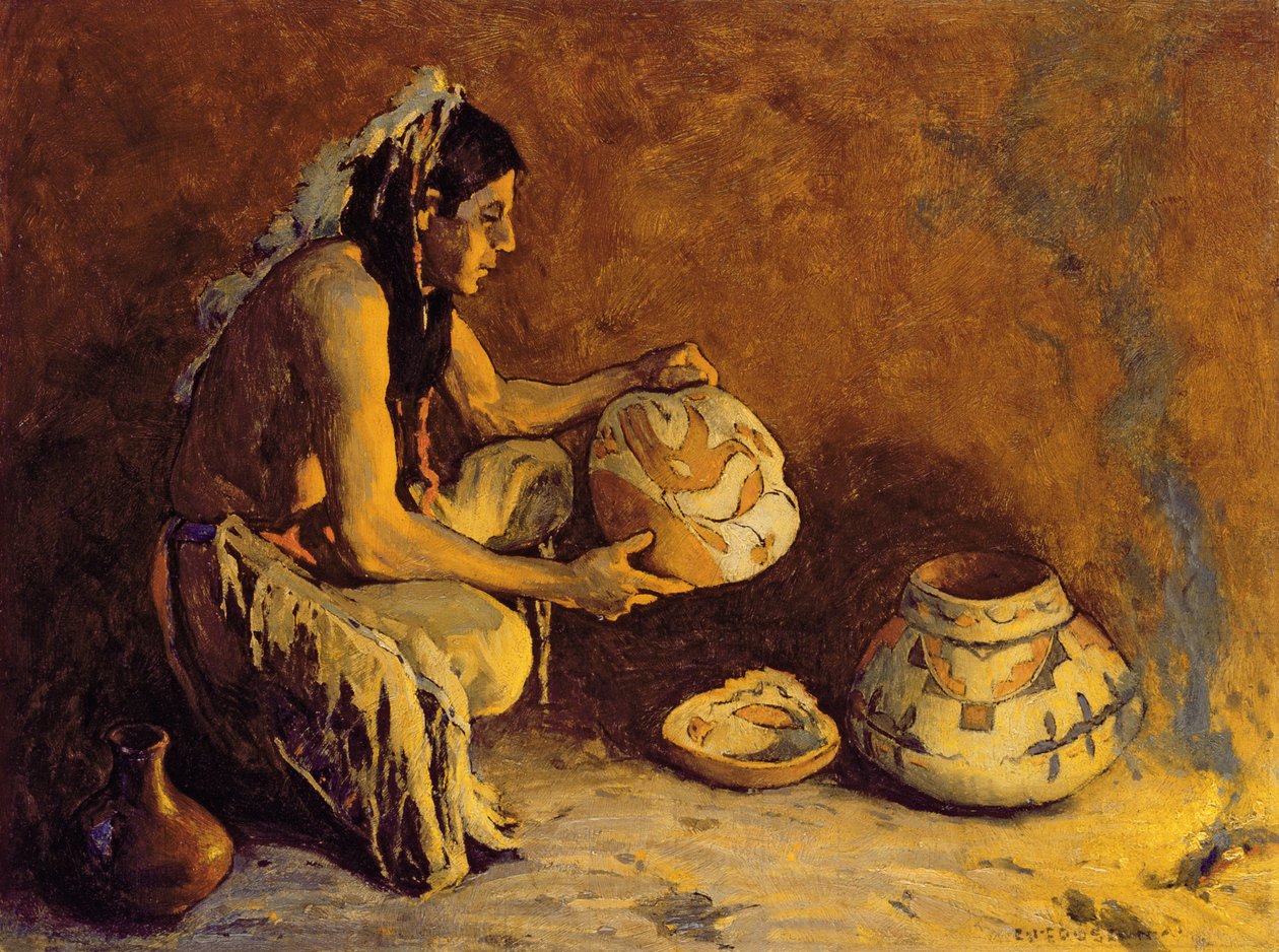 The Bird Jar, 1933 (öljy masoniitille) tekijältä Eanger Irving Couse