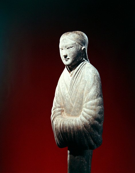 Yksityiskohta hautahahmosta, mahdollisesti Shensin maakunnasta (keramiikka) tekijältä Eastern Han Dynasty Chinese School