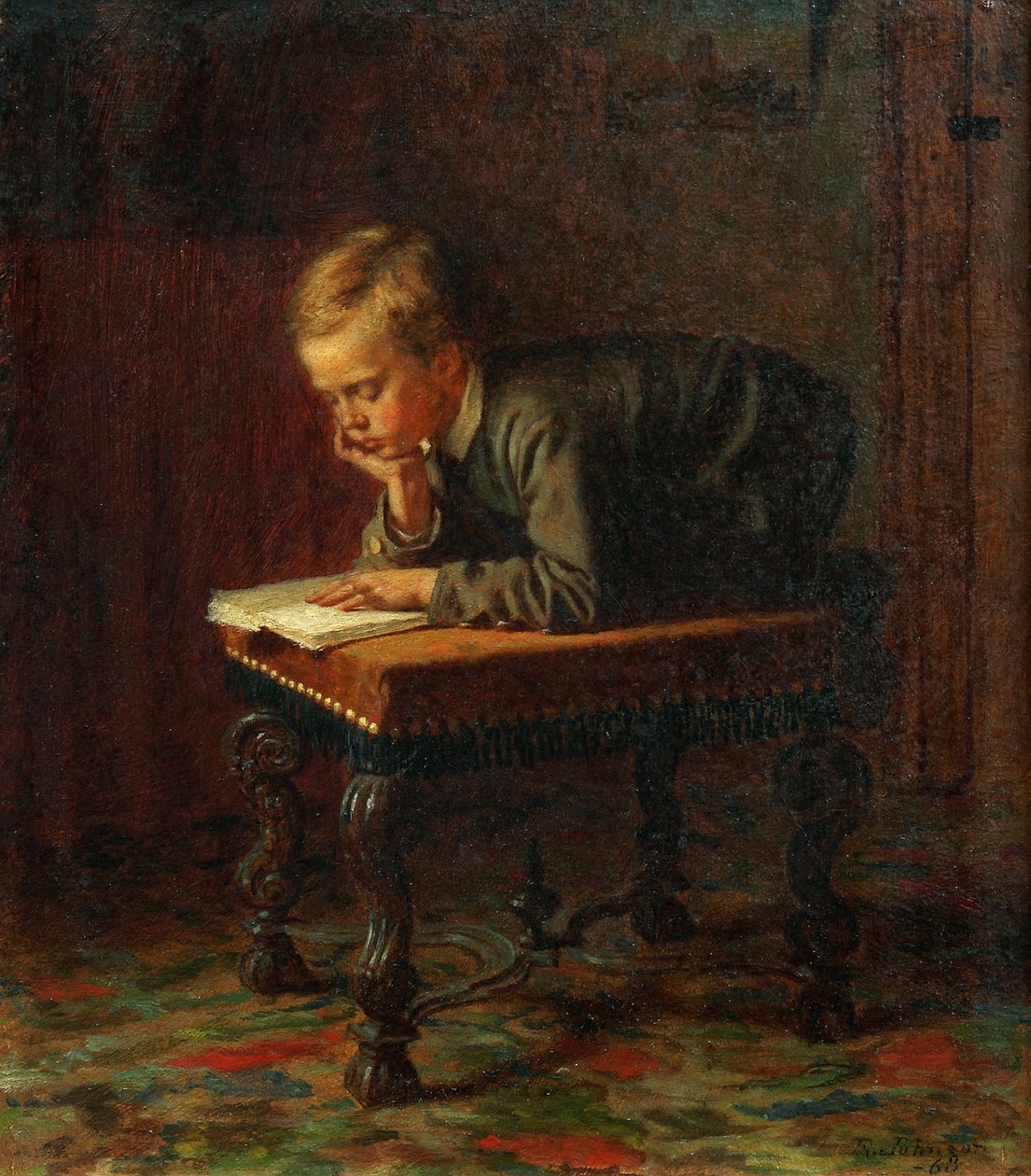 Lukeminen poika tekijältä Eastman Johnson