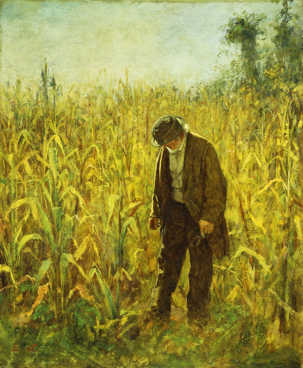 Mies viljapellolla, tekijältä Eastman Johnson