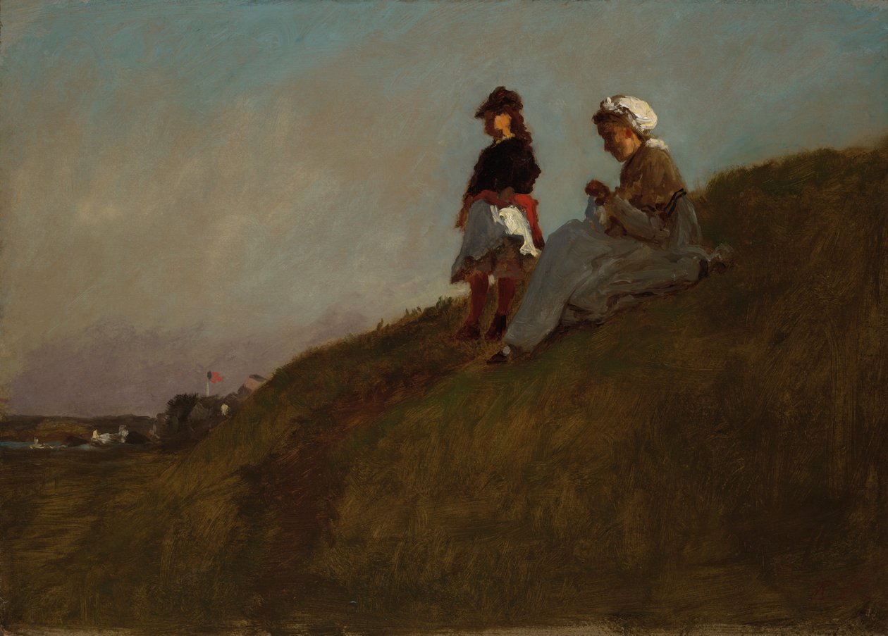 Rinteellä (etupuoli); Tyttö metsässä (takapuoli) tekijältä Eastman Johnson
