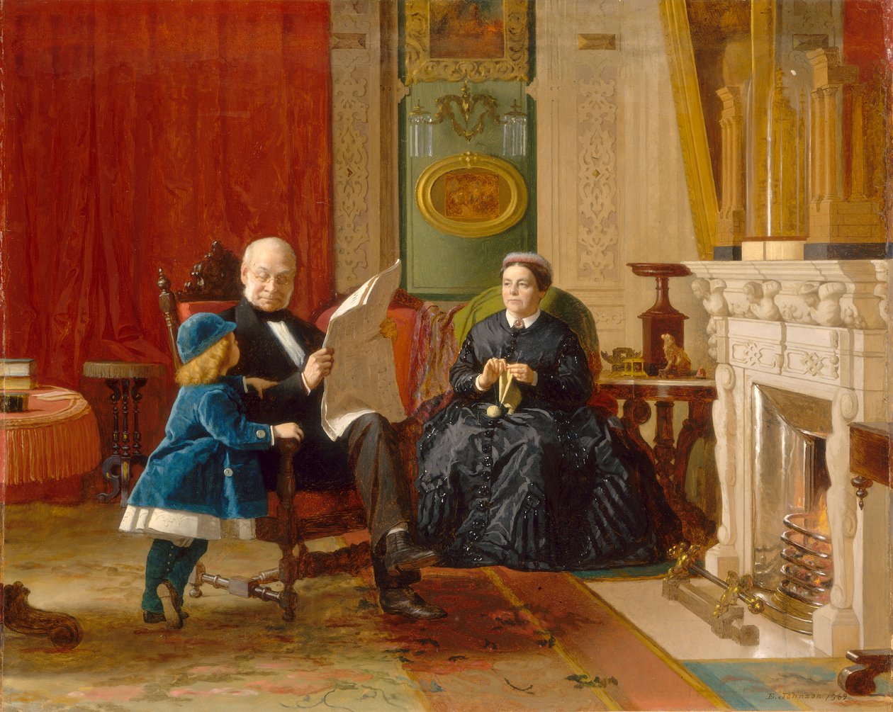 Ruskea perhe, 1869 (öljy paperille kankaalle) tekijältä Eastman Johnson