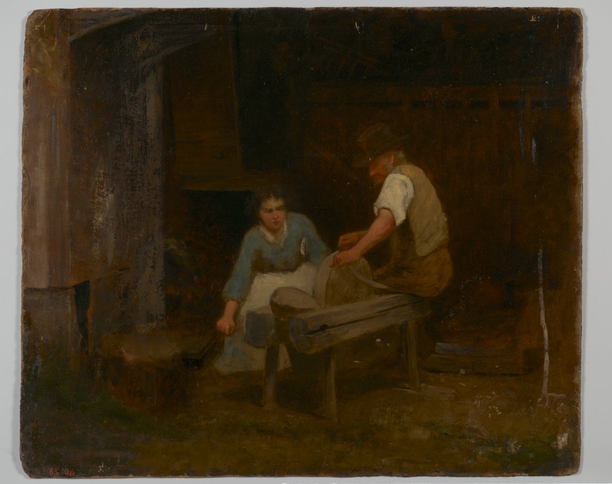 The Fugitive Slaves (öljy kartongille) tekijältä Eastman Johnson