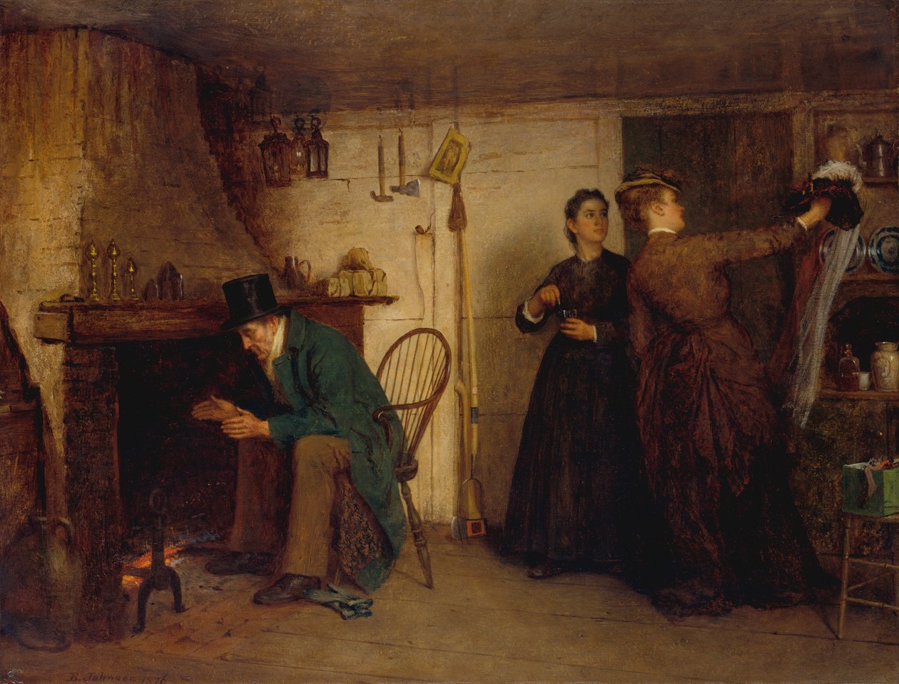 Uusi konepelti, 1876. tekijältä Eastman Johnson