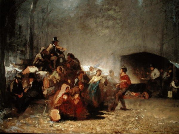 Juhla vaahterasokerileirillä, n. 1861-66 (öljy kankaalle) tekijältä Eastman Johnson