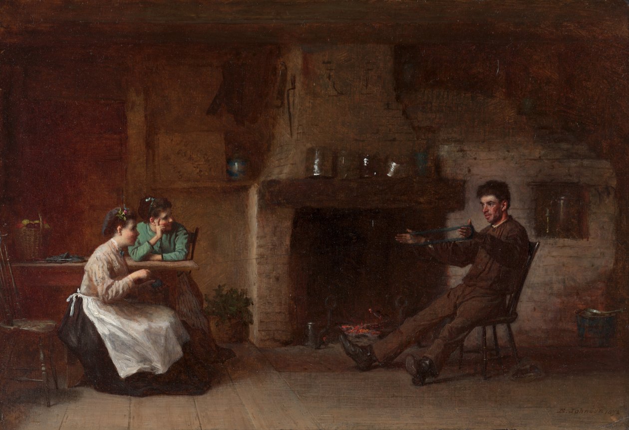 Winding Yarn (Nantucketin keittiön sisätilat) tekijältä Eastman Johnson
