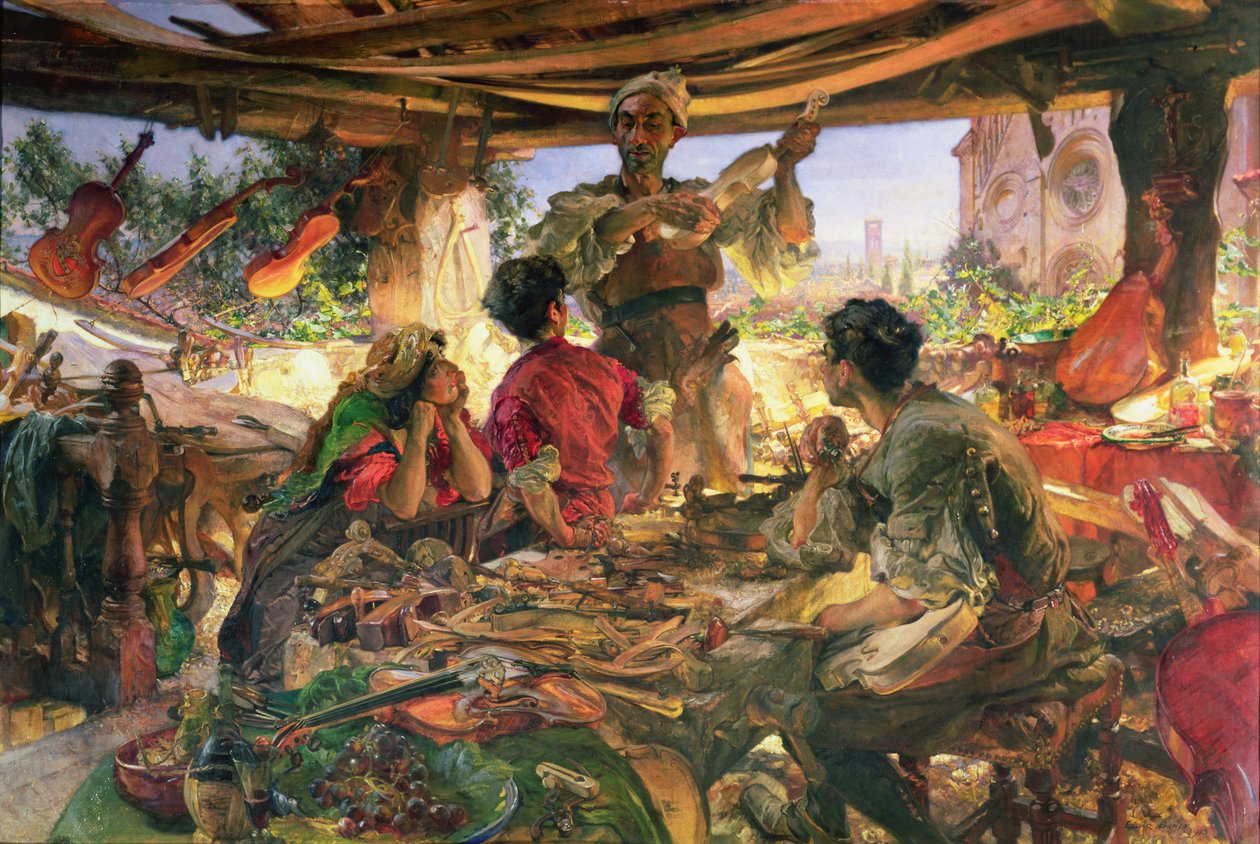Stradivarius työpajassaan Cremonassa, 1913 tekijältä Edgar Bundy