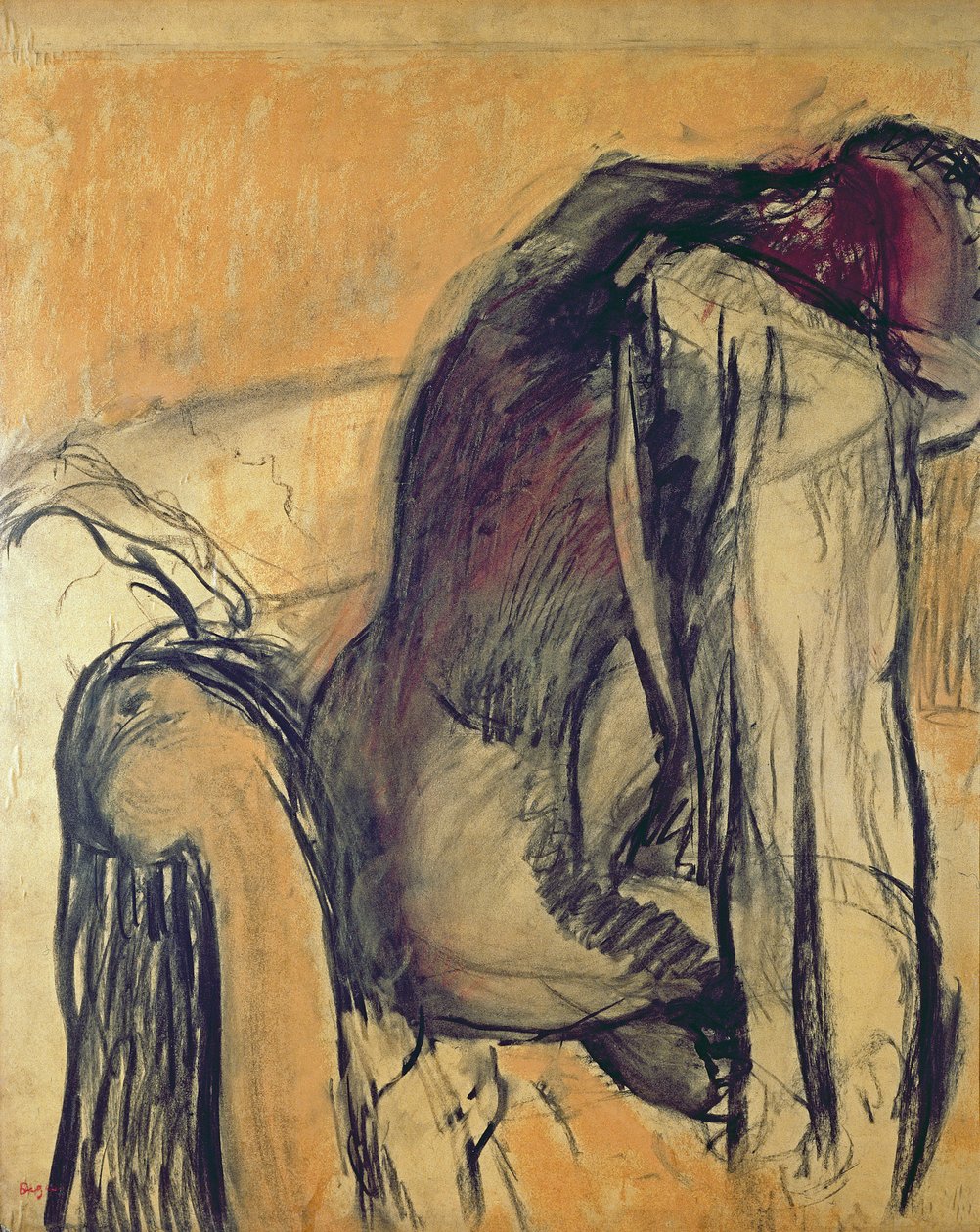 Kylvyn jälkeen, 1905-7, (guassi) tekijältä Edgar Degas