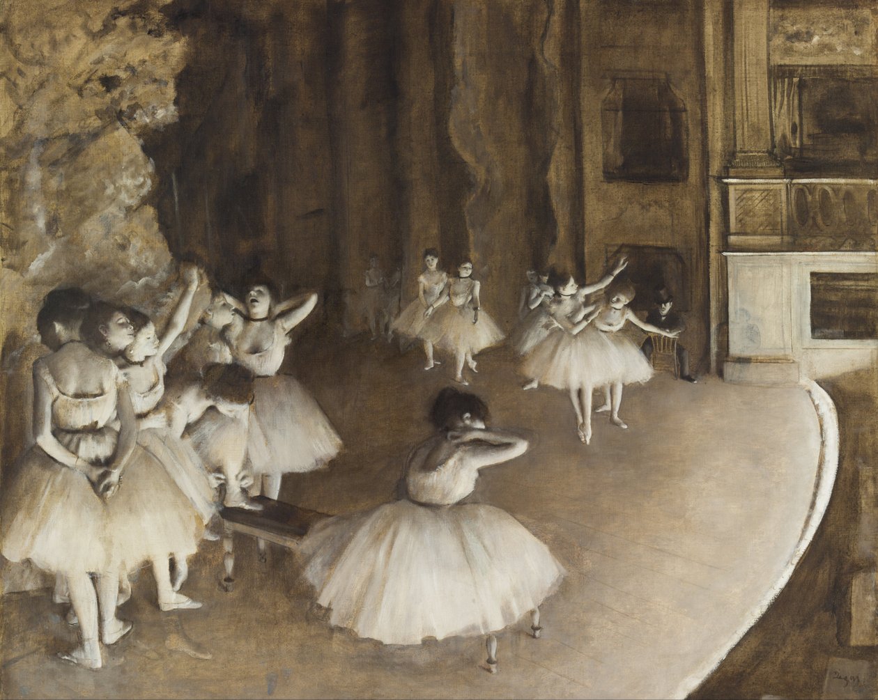 Baletin harjoitus lavalla tekijältä Edgar Degas