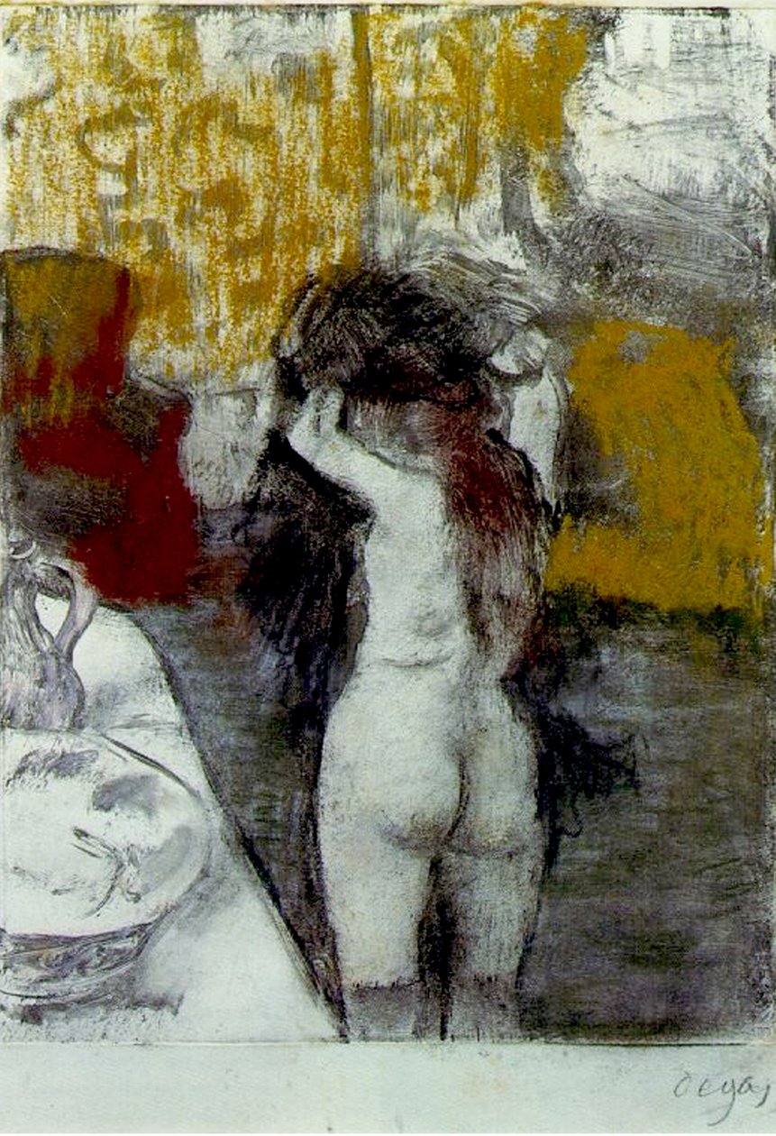 Bather by the Water, n. 1903 (pastelli ja musta liitu paperille aluksella) tekijältä Edgar Degas