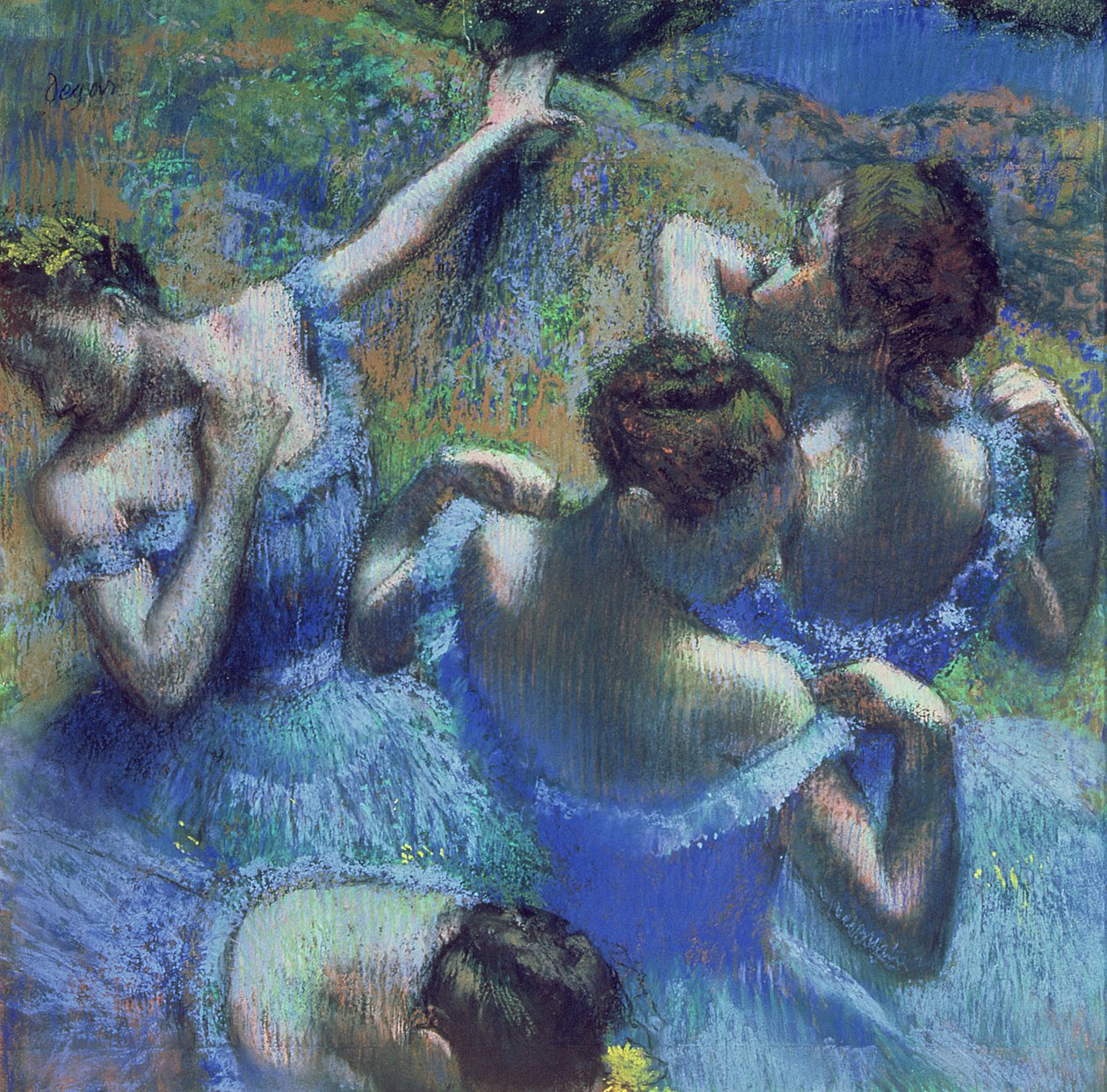 Sinisiä tanssijoita, noin 1899 (pastelli) tekijältä Edgar Degas