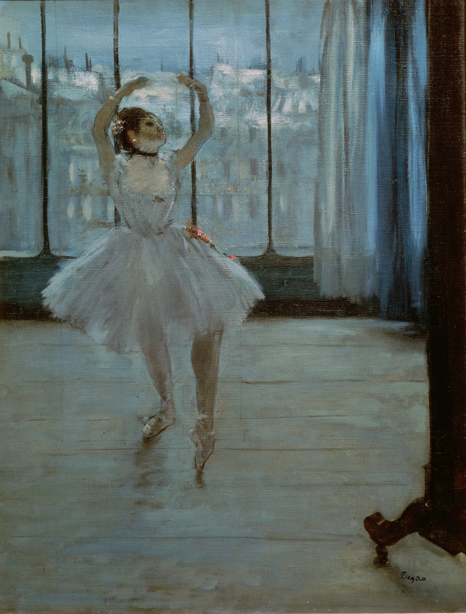 Tanssija ikkunan edessä (Tanssija valokuvaajan studiolla) n.1874-77 tekijältä Edgar Degas
