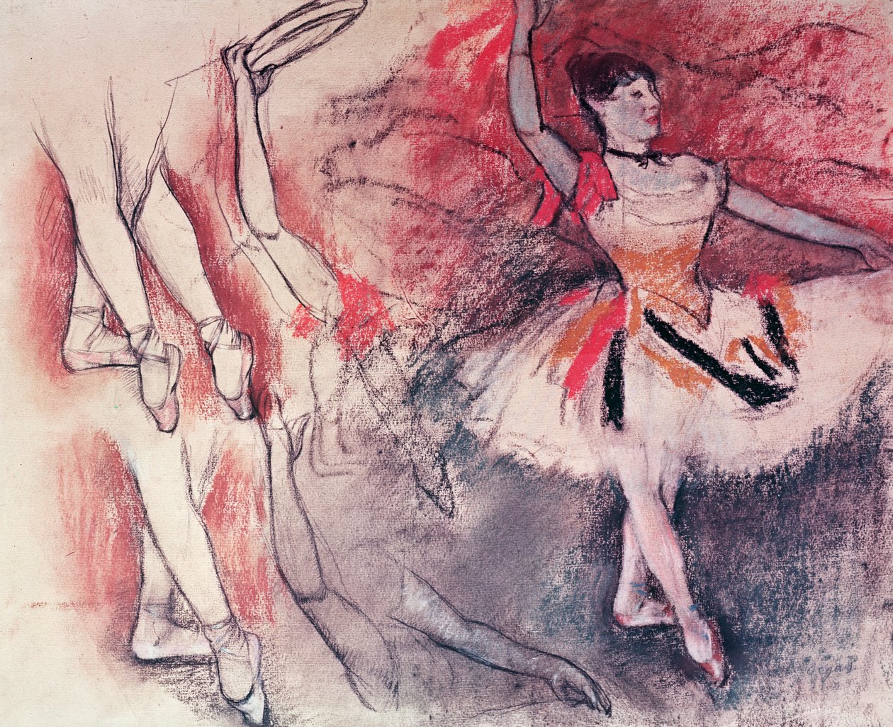 Dancer na may Tambourine, o Spanish Dancer, c.1882 (charcoal und pastel on paper)finn tekijältä Edgar Degas