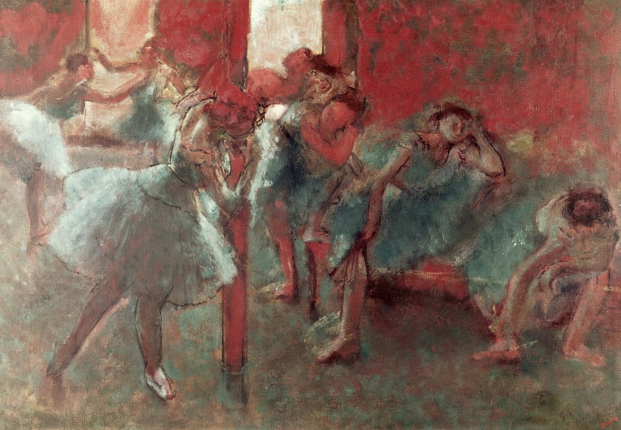 Tanssijat harjoituksissa, 1895-98 (pastelli paperille) tekijältä Edgar Degas