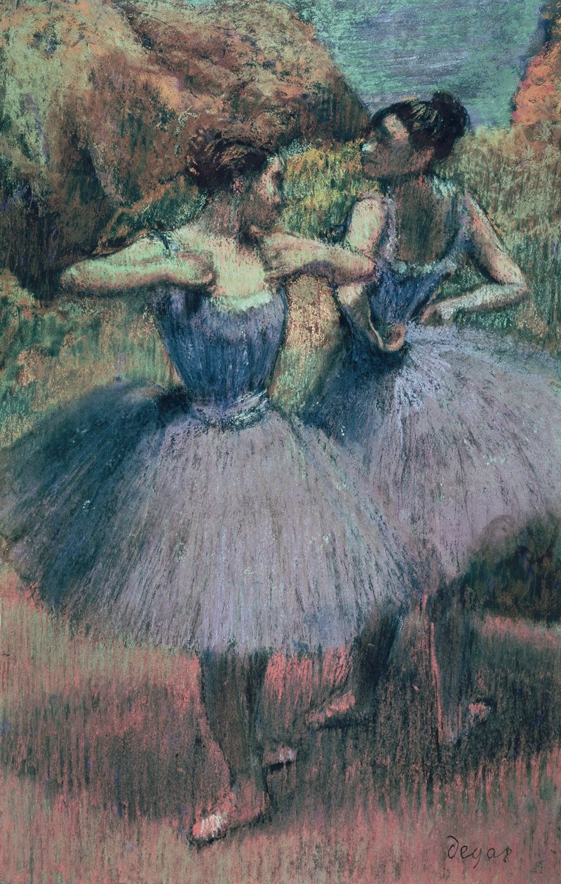 Tanssijat violetissa (pastelli paperille) tekijältä Edgar Degas