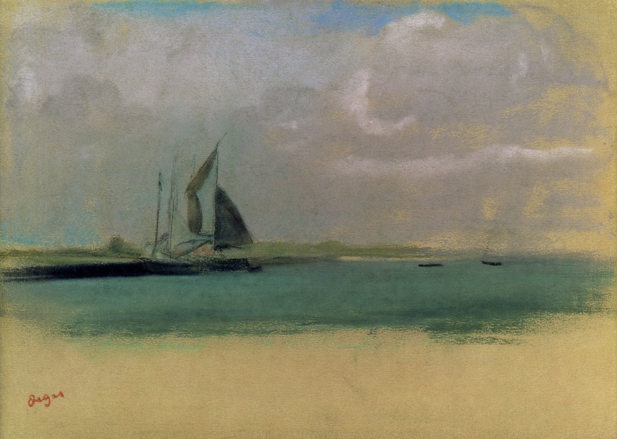 Kalastusveneet satamassa, n.1869 (pastelli paperille) tekijältä Edgar Degas