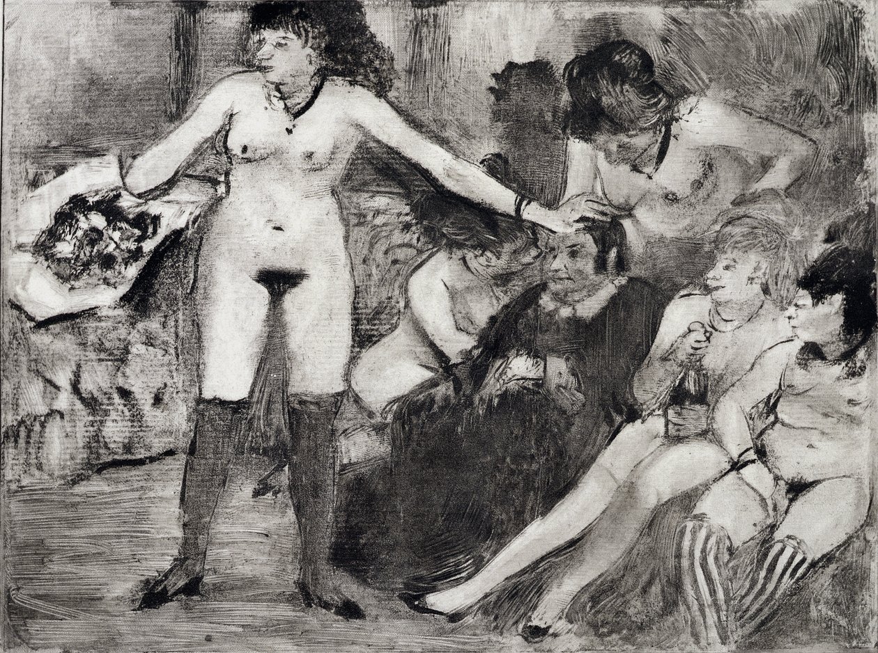 Kuvitus Guy de Maupassantin (1850-93) La Maison Tellieristä, kaivertanut Maurice Potin, 1933 tekijältä Edgar Degas