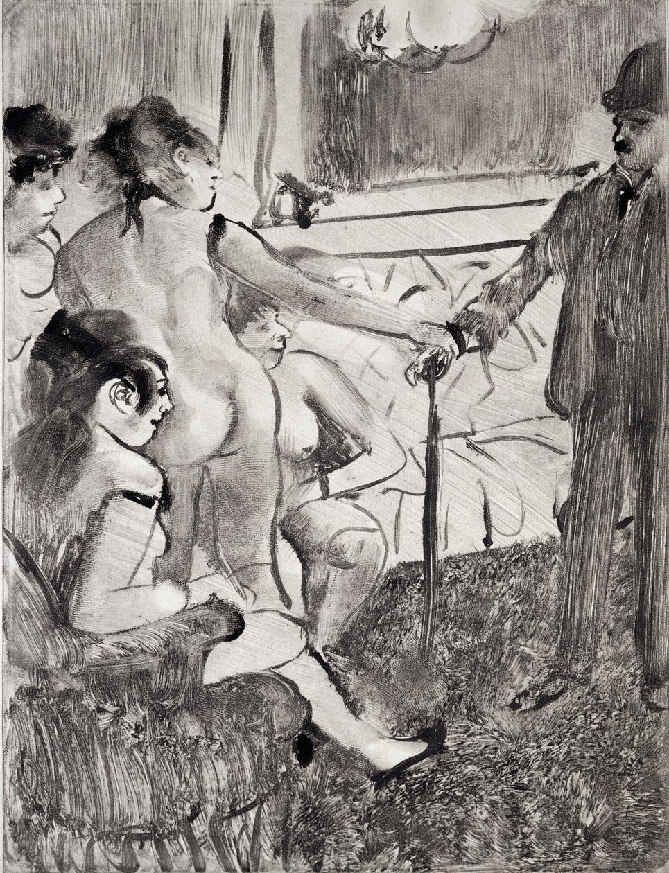 Kuvitus Guy de Maupassantin (1850-93) La Maison Tellieristä, kaivertanut Maurice Potin, 1933 tekijältä Edgar Degas