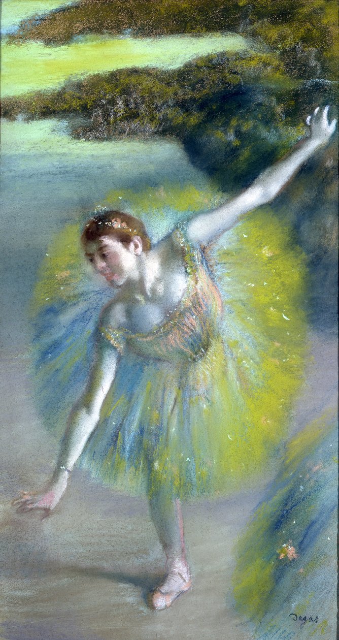 Le pas sur la scene (pastelli paperille) tekijältä Edgar Degas