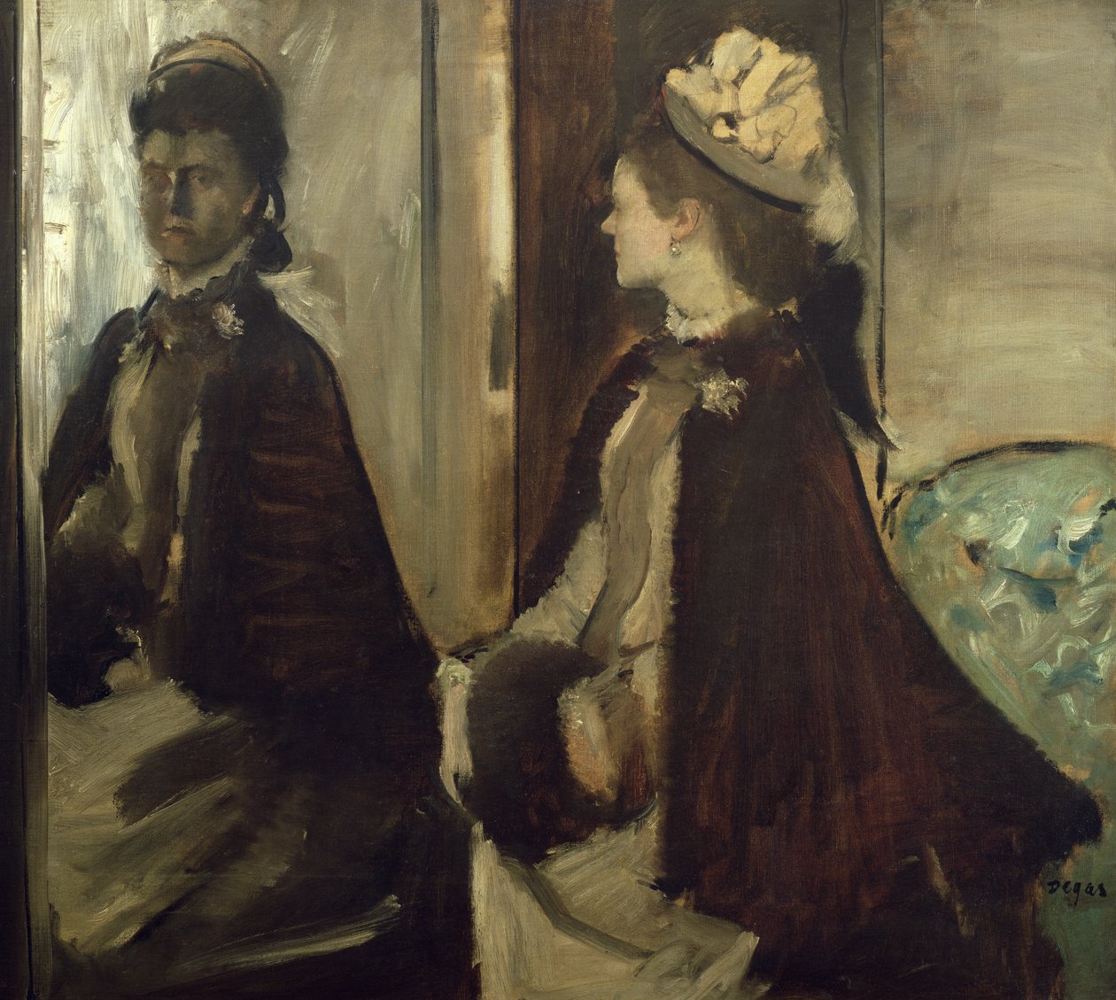 Madame Jeantaud peilissä, n. 1875 tekijältä Edgar Degas