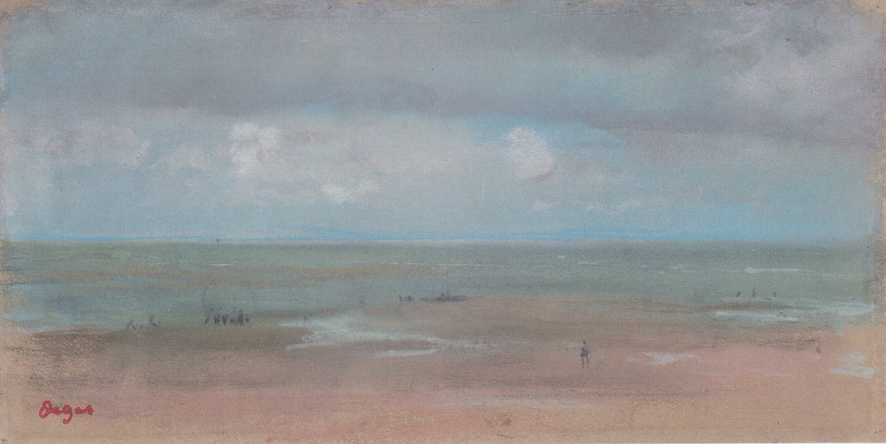 Merimaisema ja hiekkaranta laskuveden aikaan tekijältä Edgar Degas