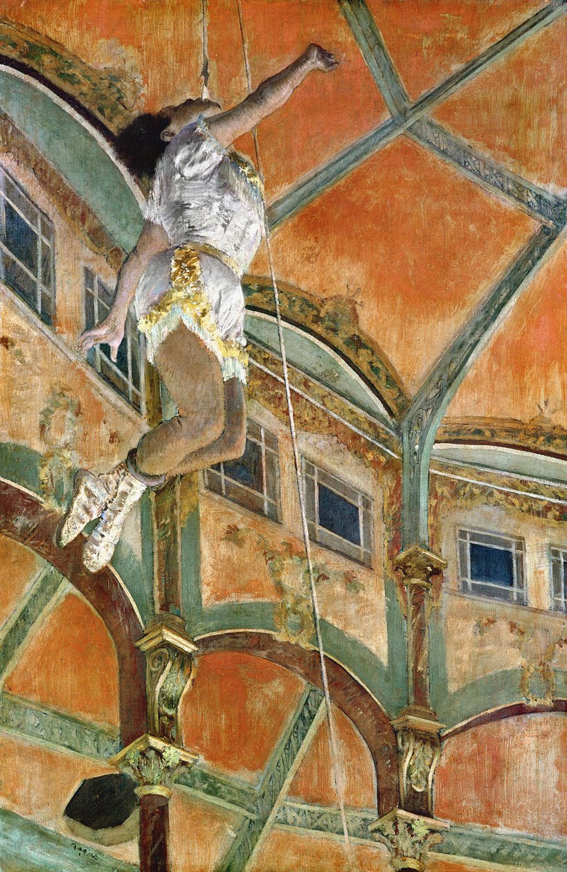 Neiti La la Cirque Fernandon näytöksessä, 1879 tekijältä Edgar Degas