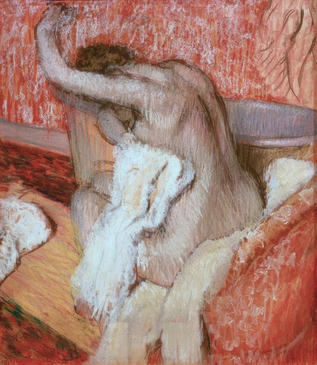Nach dem Bad; sich abtrocknende Frau tekijältä Edgar Degas