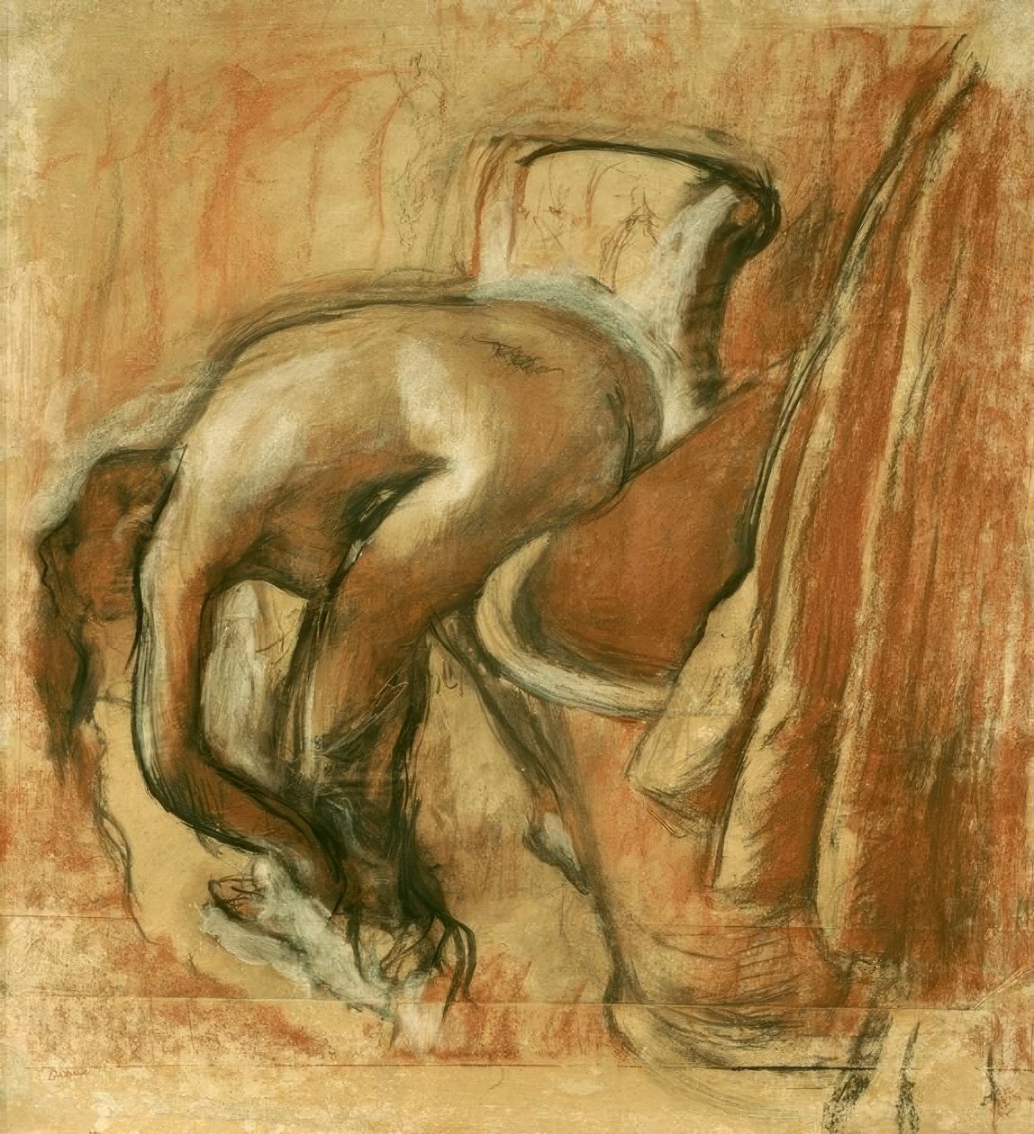 Nach dem Bad; sich abtrocknende Frau tekijältä Edgar Degas