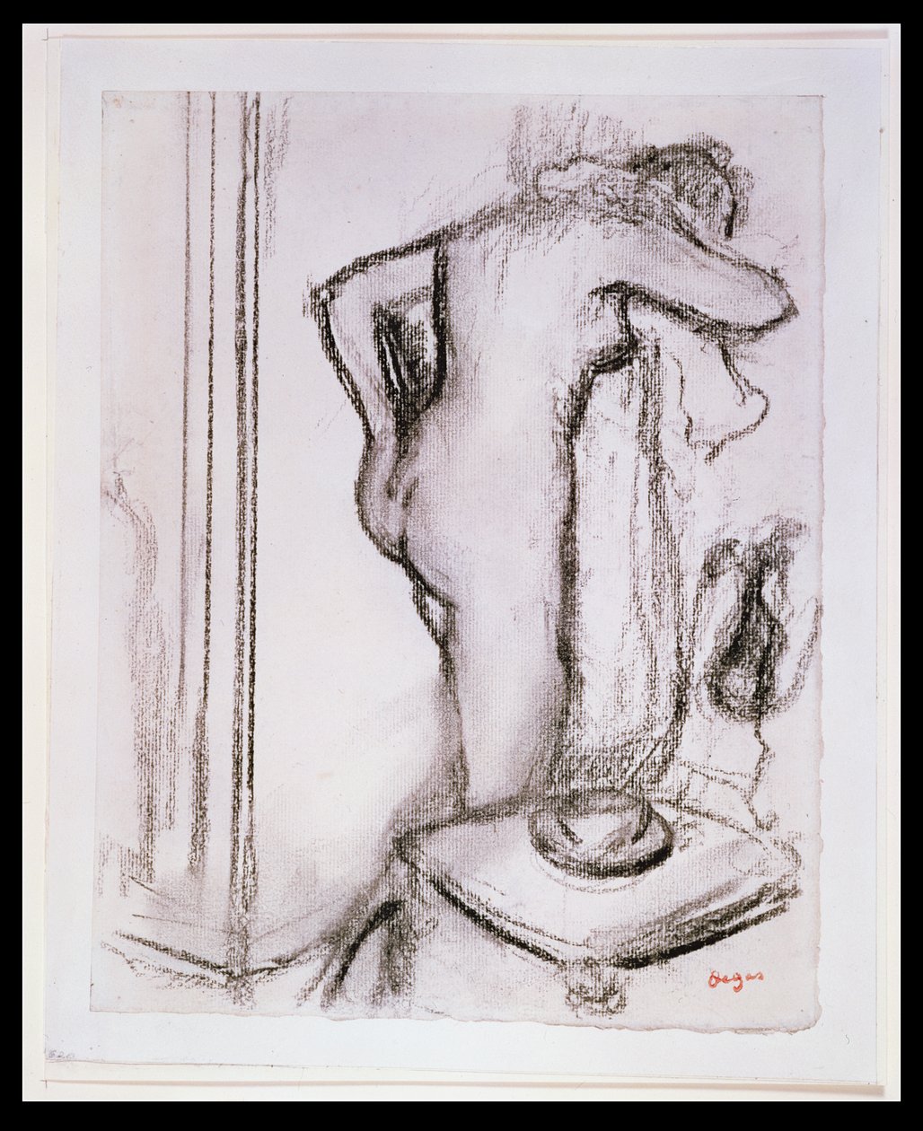 PD.33-1978 Nainen wc:ssä, n. 1890 (hiili paperilla) tekijältä Edgar Degas