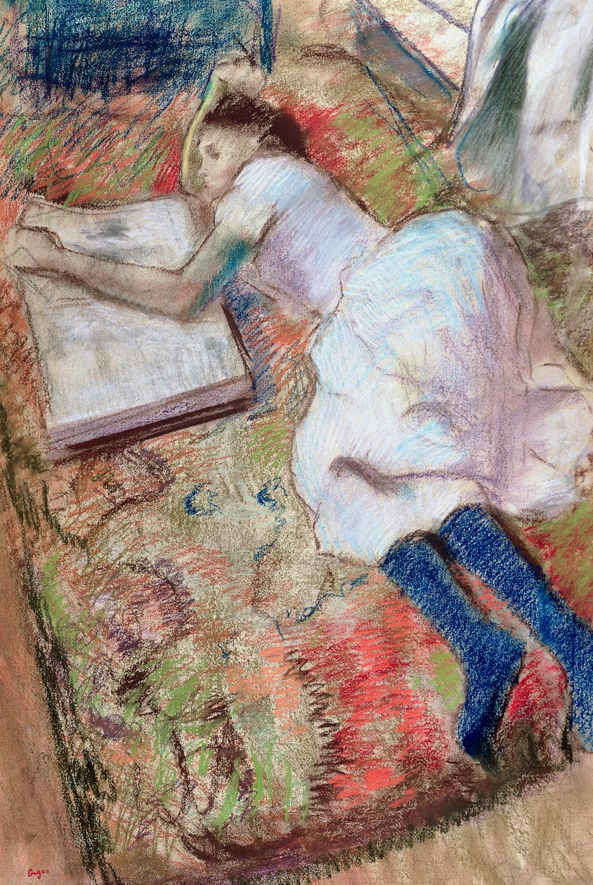 Lukija makuulla, n. 1889 (pastelli paperille) tekijältä Edgar Degas
