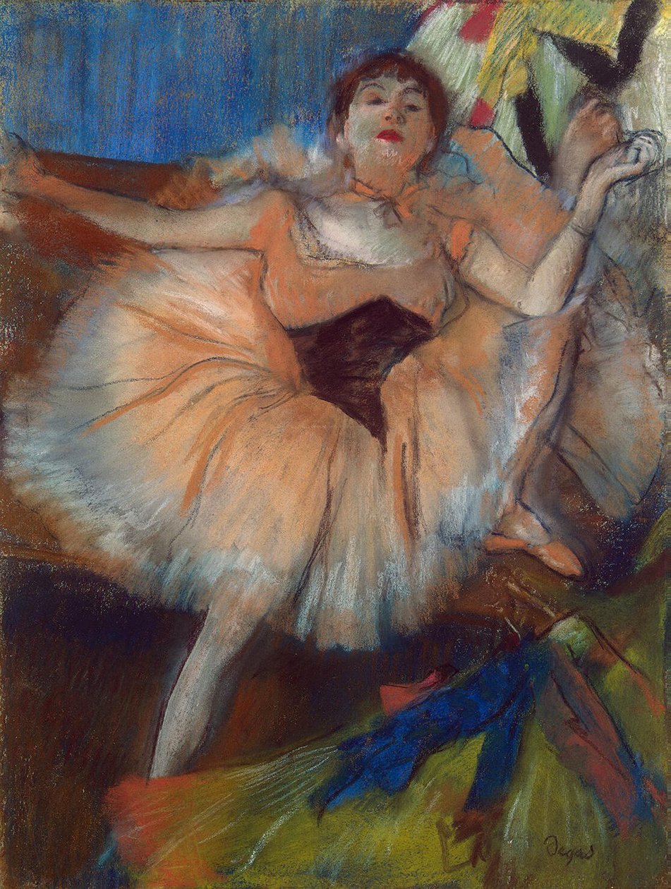 Istuva tanssija, 1879-80 (pastelli pahville) tekijältä Edgar Degas