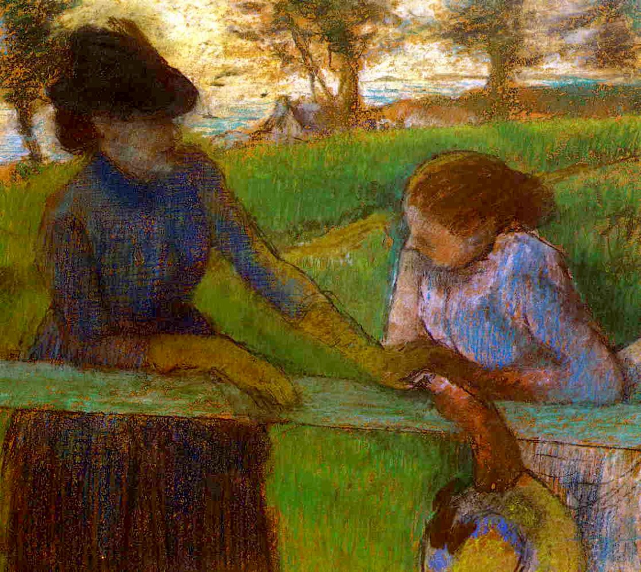 Keskustelu, n. 1889 (pastelli paperille) tekijältä Edgar Degas