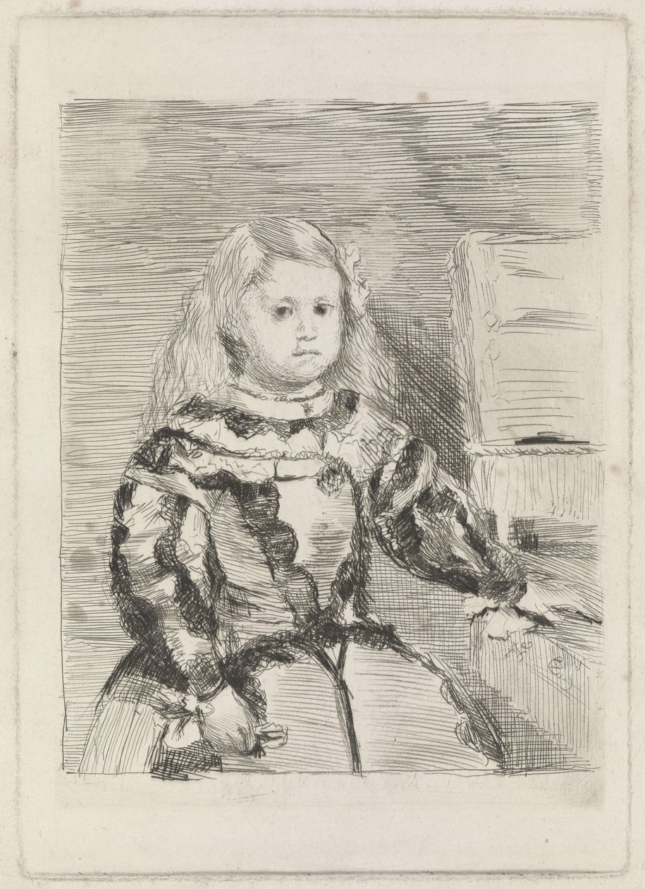 Infanta Margarita, 1860-1 (etsaus ja kuultopisto) tekijältä Edgar Degas