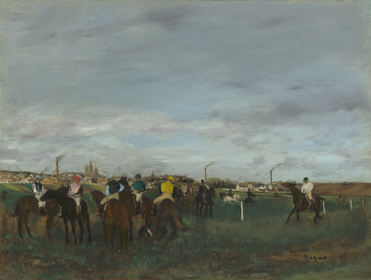 The Races, 1871-2 (öljy puulle) tekijältä Edgar Degas