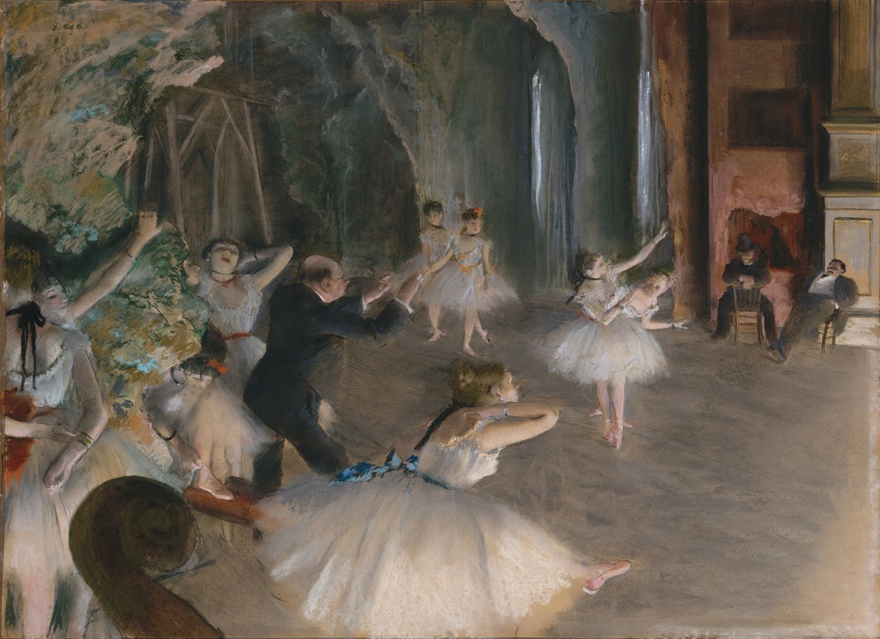 Baletin harjoitus lavalla, n. 1878-79 (pastelli paperille) tekijältä Edgar Degas