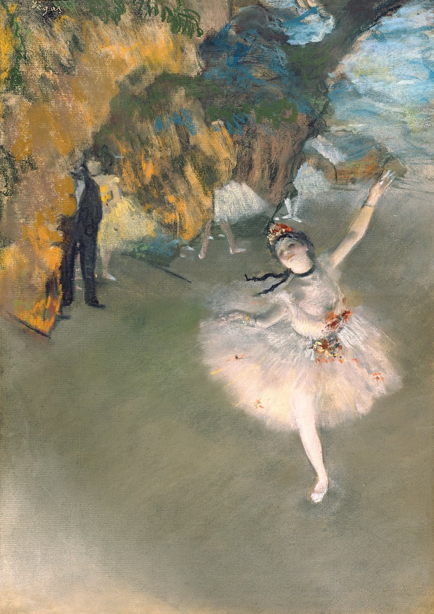 Tähti tai tanssija lavalla, n. 1876-77 (pastelli paperille) tekijältä Edgar Degas