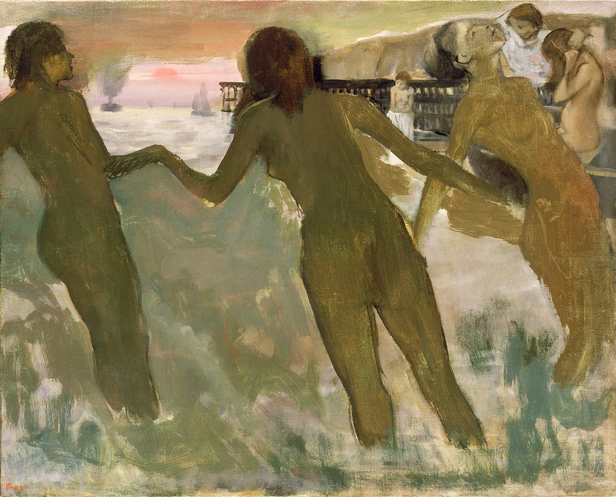 Kolme tyttöä uimassa tekijältä Edgar Degas