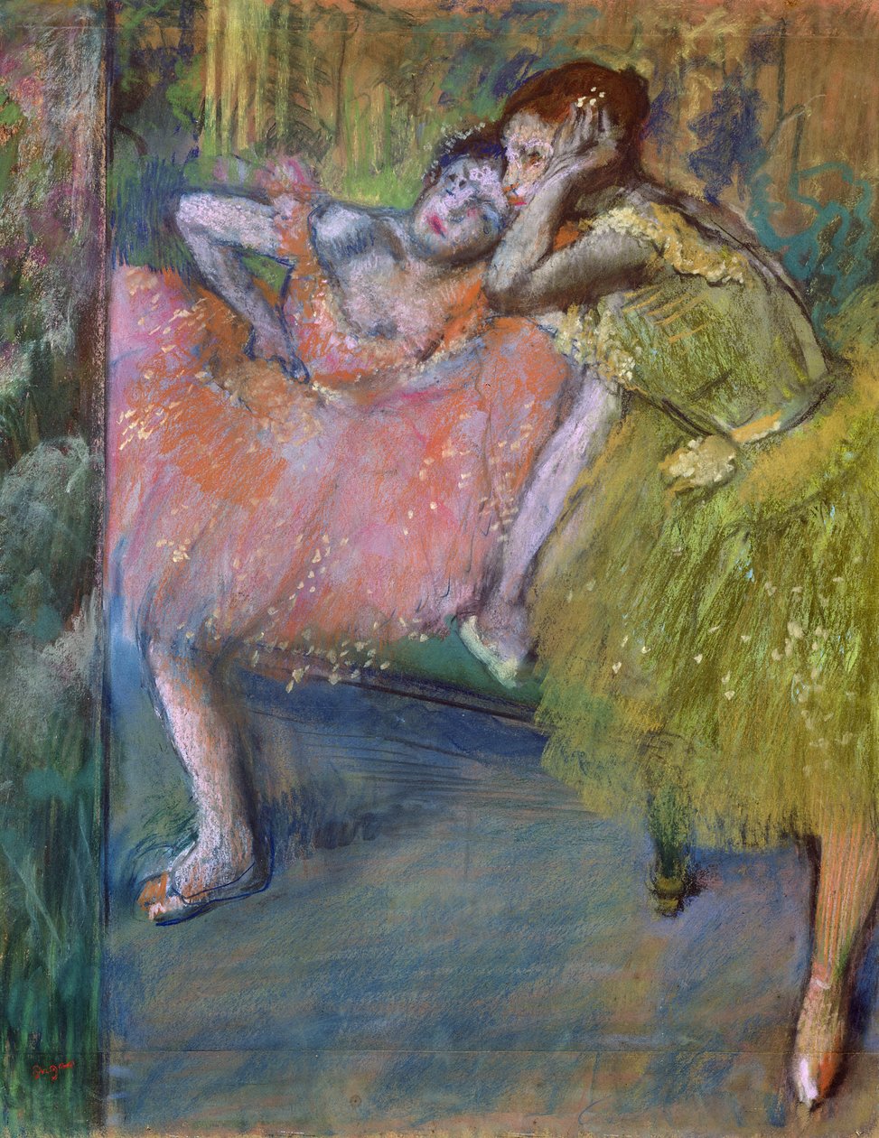 Kaksi tanssijaa eteisessä, n. 1901 (pastelli) tekijältä Edgar Degas