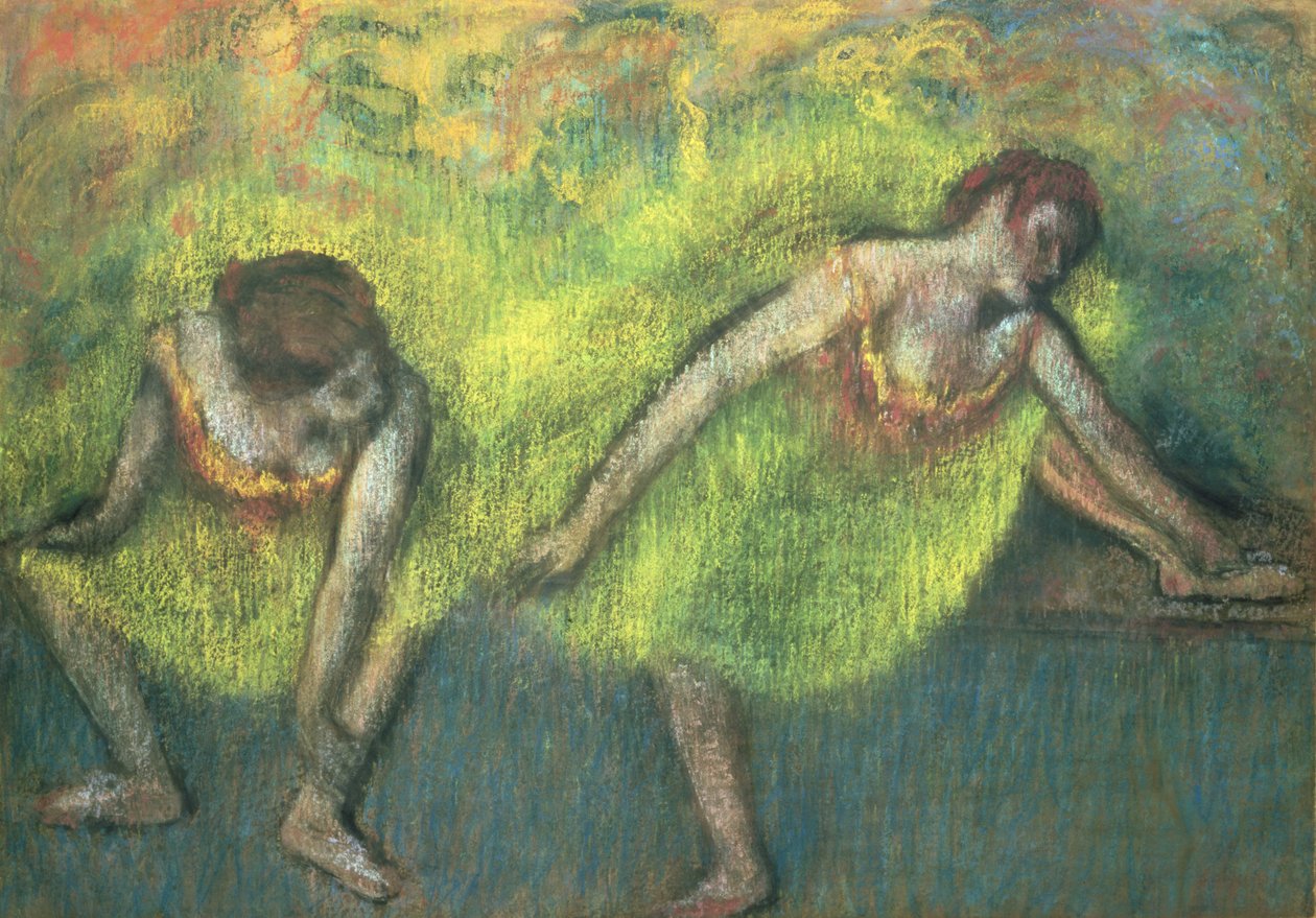 Kaksi tanssijaa rentoutumassa (pastelli) tekijältä Edgar Degas