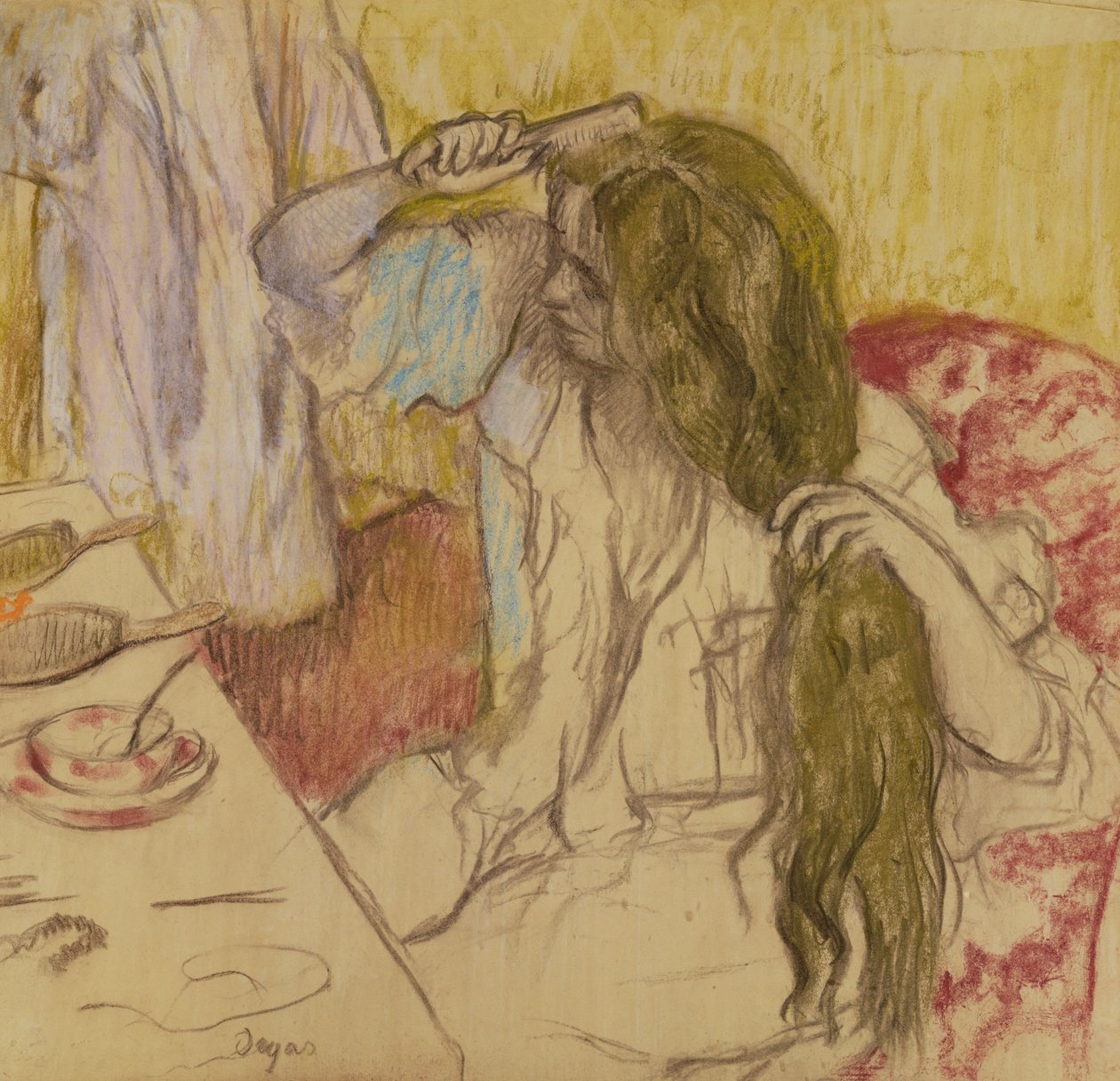 Nainen vessassa, n. 1885 (pastelli pahville) tekijältä Edgar Degas