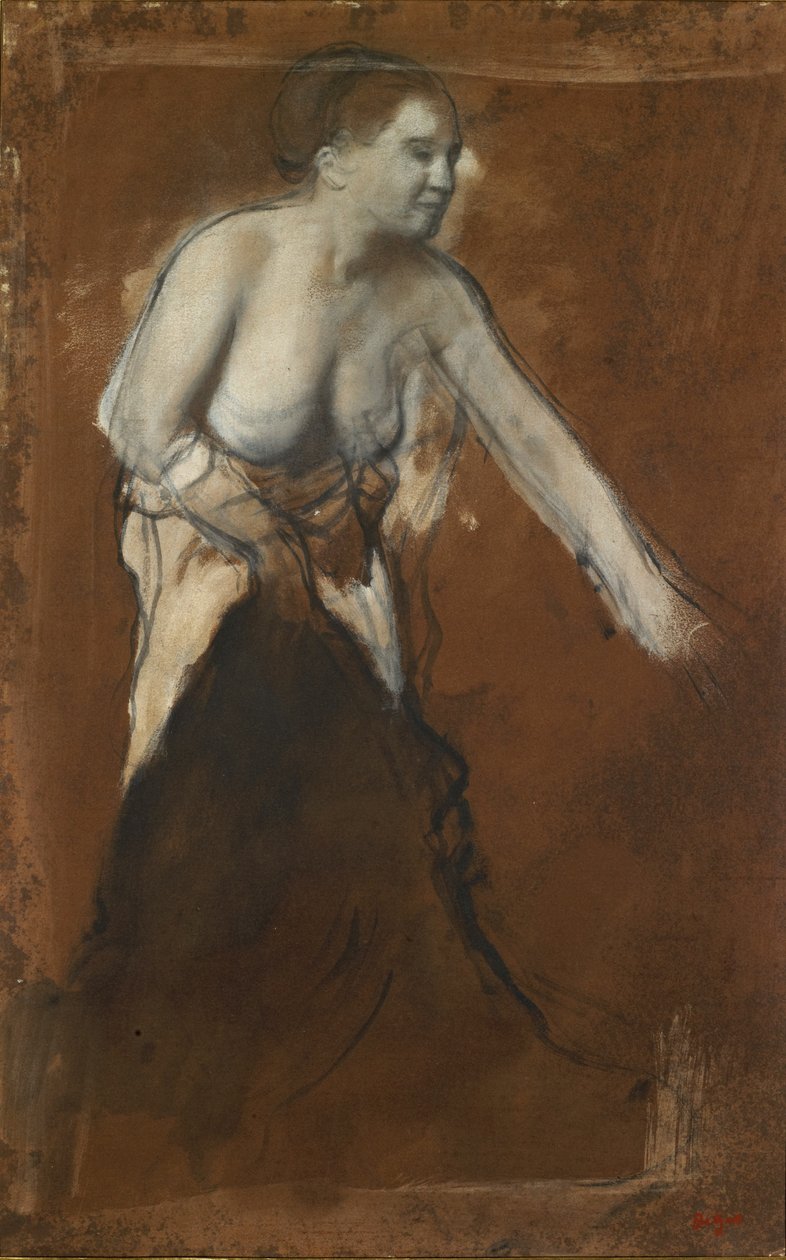 Itseään pesevä nainen, n. 1866-68 (öljy pahville) tekijältä Edgar Degas
