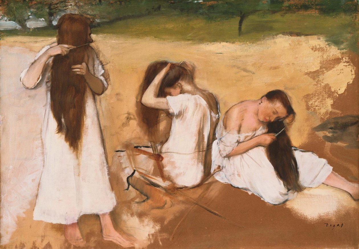 Naiset kampaavat hiuksiaan tekijältä Edgar Degas
